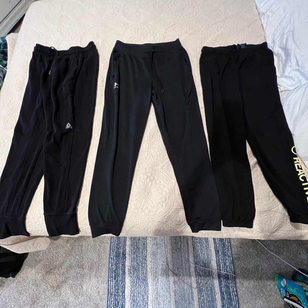 3 pairs of Black Sweatpants joggers selling as a bundle.